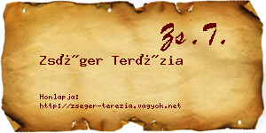 Zséger Terézia névjegykártya